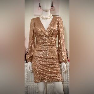 Maje Gold Sequin Party Mini Dress — Size FR 38 / US 6 — NWT